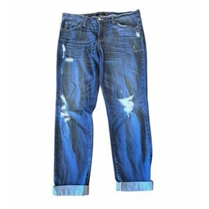 Flying Monkey Platinum Roll Cuff Distressed Jeans Size 28 Style L8995